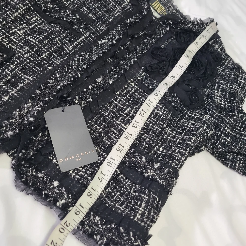 DDMorris Paris Black Tweed Women's Blazer/ Jacket‎ NWT Size 44/Small